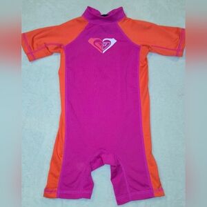 Roxy Toddler Rash Guard Spring Suit - Vibrant Pink and Orange 3T
